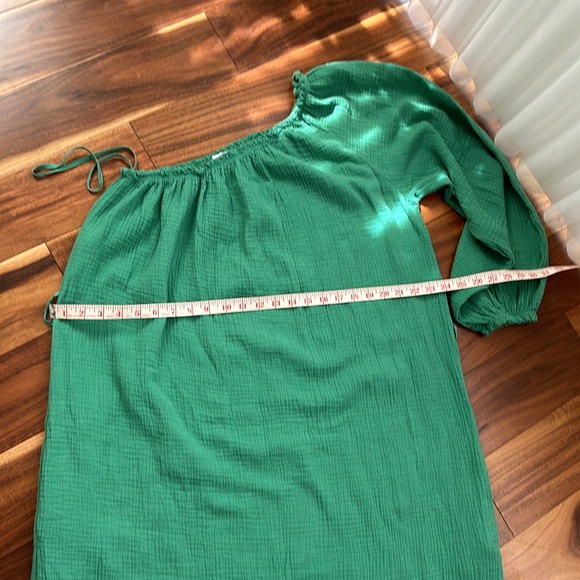 J & L PARIS GREEN COTTON ONE SHOULDER DRESS WITH BELT - Picture 12 of 12